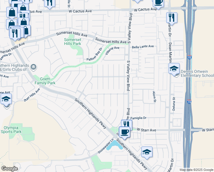map of restaurants, bars, coffee shops, grocery stores, and more near 11005 Carberry Hill Street in Las Vegas