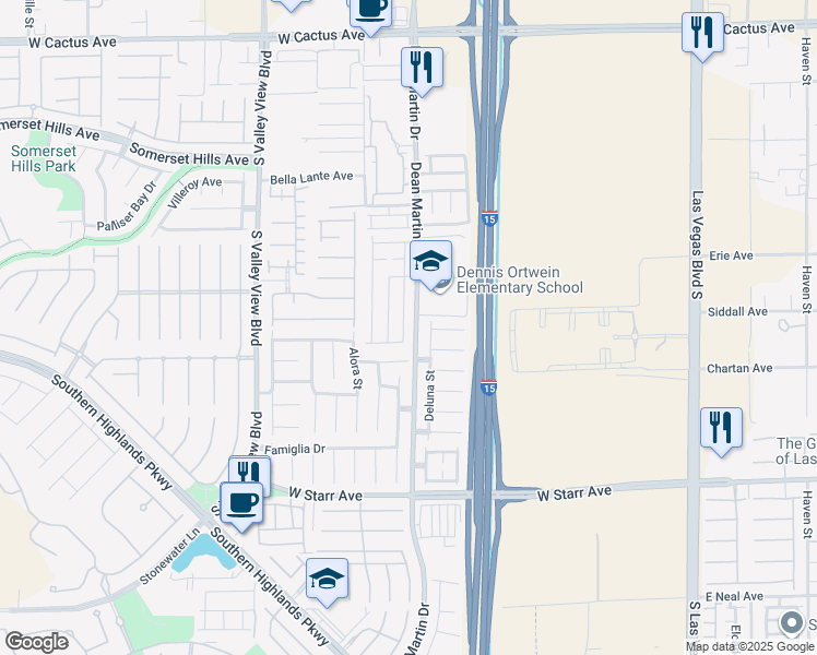 map of restaurants, bars, coffee shops, grocery stores, and more near 11015 Deluna Street in Las Vegas