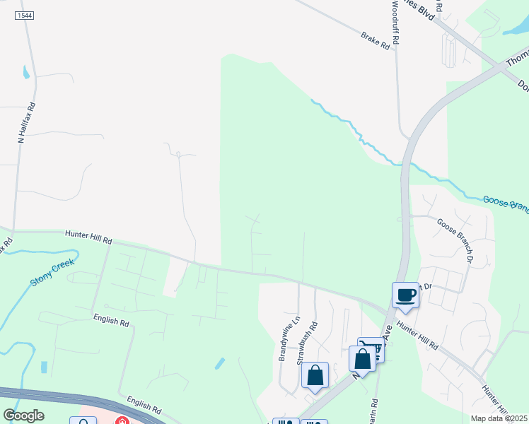 map of restaurants, bars, coffee shops, grocery stores, and more near 1409 Sportsmans Trail in Rocky Mount