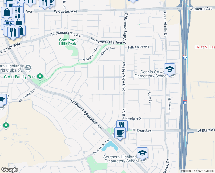 map of restaurants, bars, coffee shops, grocery stores, and more near 10999 Fintry Hills Street in Las Vegas