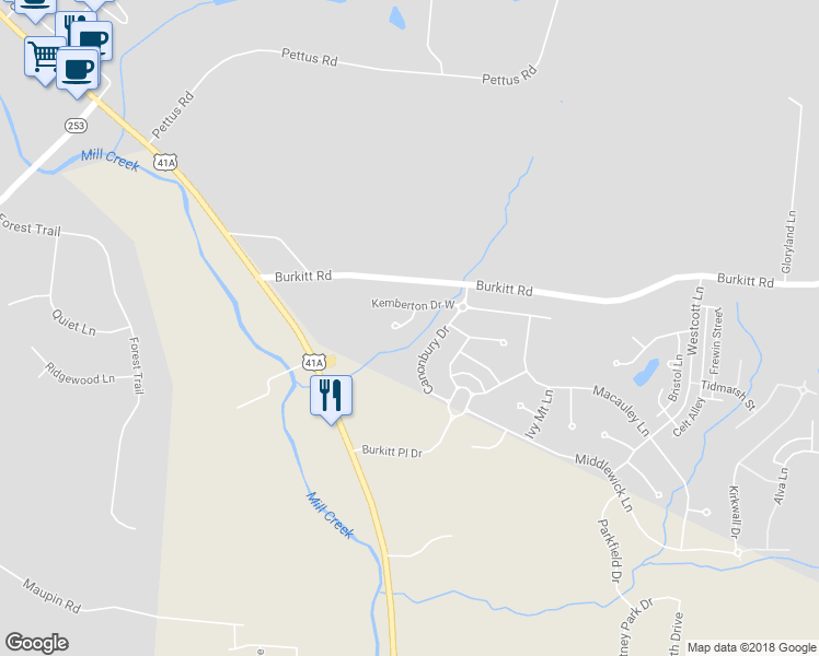 map of restaurants, bars, coffee shops, grocery stores, and more near 7515 Kemberton Court in Nolensville