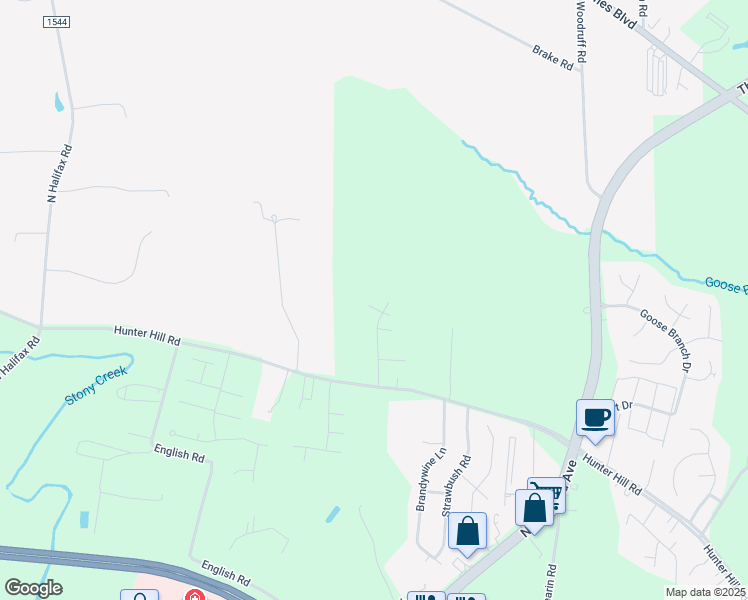 map of restaurants, bars, coffee shops, grocery stores, and more near 2606 Mallard Court in Rocky Mount