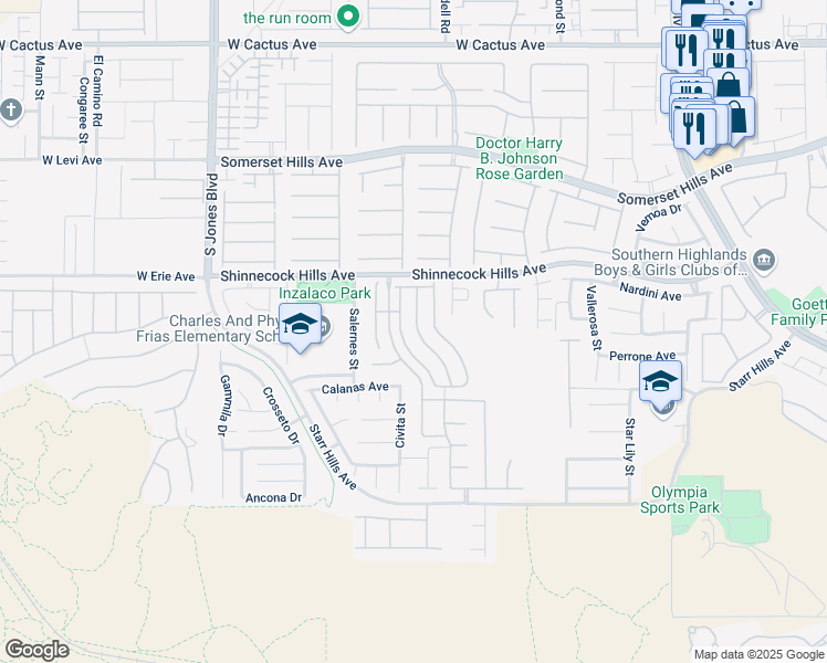 map of restaurants, bars, coffee shops, grocery stores, and more near in Las Vegas