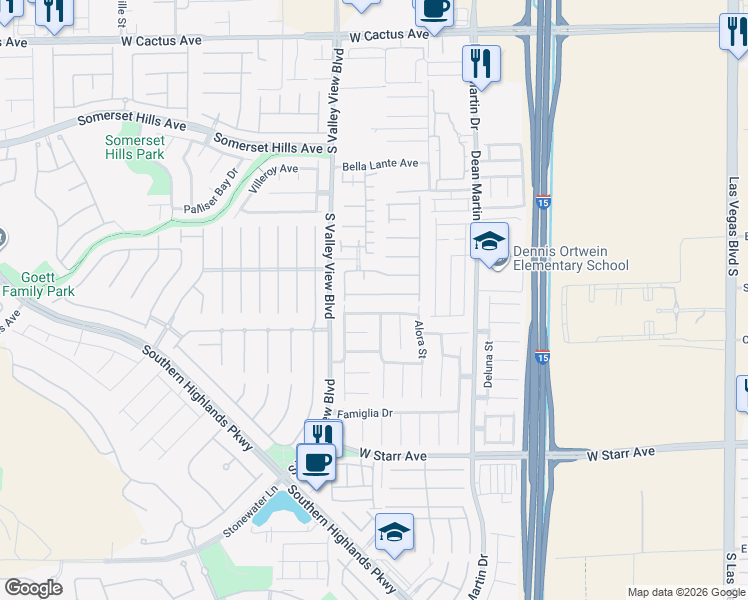 map of restaurants, bars, coffee shops, grocery stores, and more near 3632 Laguna Veneta Avenue in Las Vegas