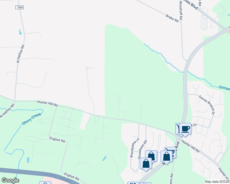 map of restaurants, bars, coffee shops, grocery stores, and more near 2608 Mallard Court in Rocky Mount