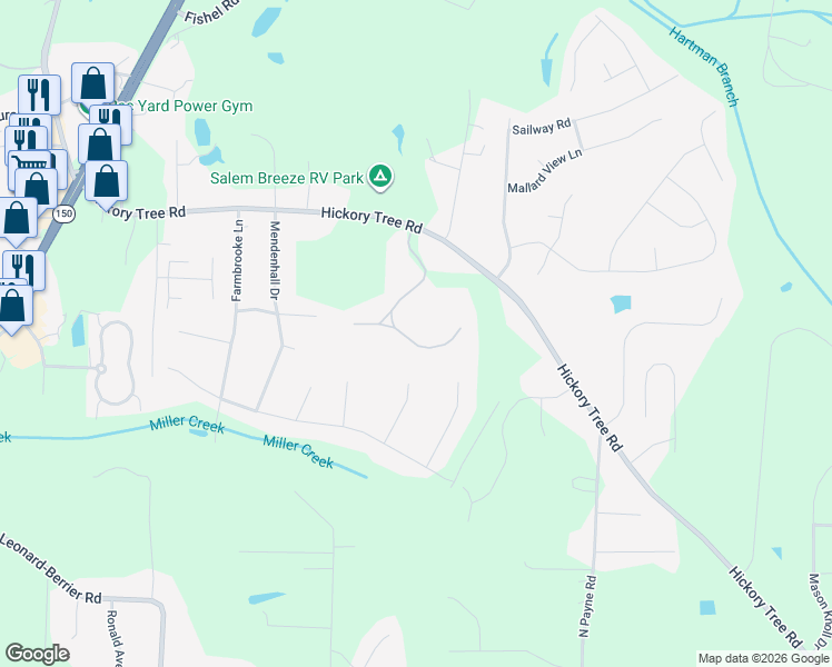 map of restaurants, bars, coffee shops, grocery stores, and more near 455 Merrifield Way in Winston-Salem