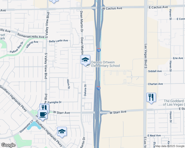 map of restaurants, bars, coffee shops, grocery stores, and more near 3030 Leonetti Court in Las Vegas