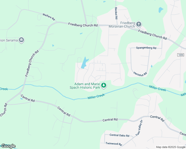 map of restaurants, bars, coffee shops, grocery stores, and more near 701 Friedberg Village Drive in Winston-Salem