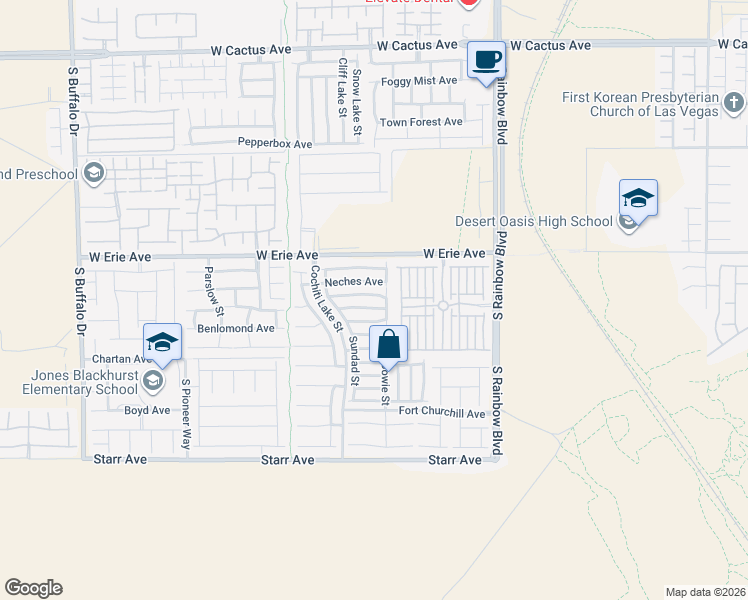 map of restaurants, bars, coffee shops, grocery stores, and more near 7149 Huckaby Avenue in Las Vegas