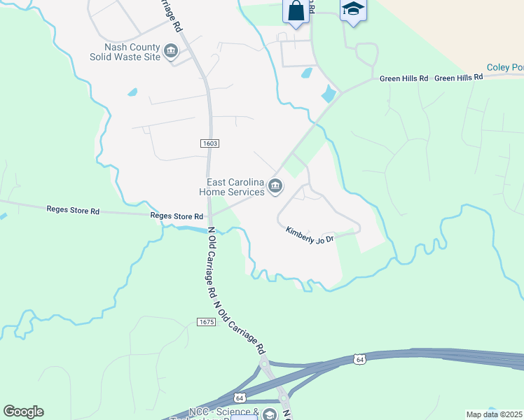 map of restaurants, bars, coffee shops, grocery stores, and more near 3645 Kimberly Jo Drive in Rocky Mount
