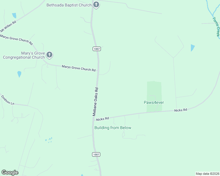 map of restaurants, bars, coffee shops, grocery stores, and more near 6621 Nicks Road in Mebane