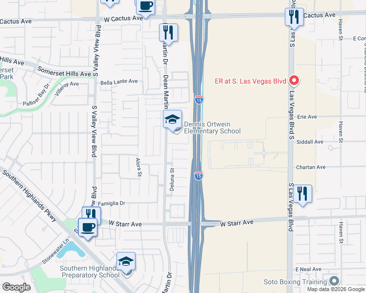 map of restaurants, bars, coffee shops, grocery stores, and more near 3045 Leonetti Court in Las Vegas
