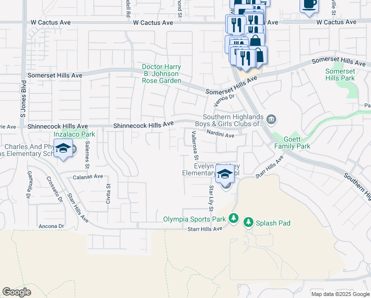 map of restaurants, bars, coffee shops, grocery stores, and more near 5167 Numidia Avenue in Las Vegas