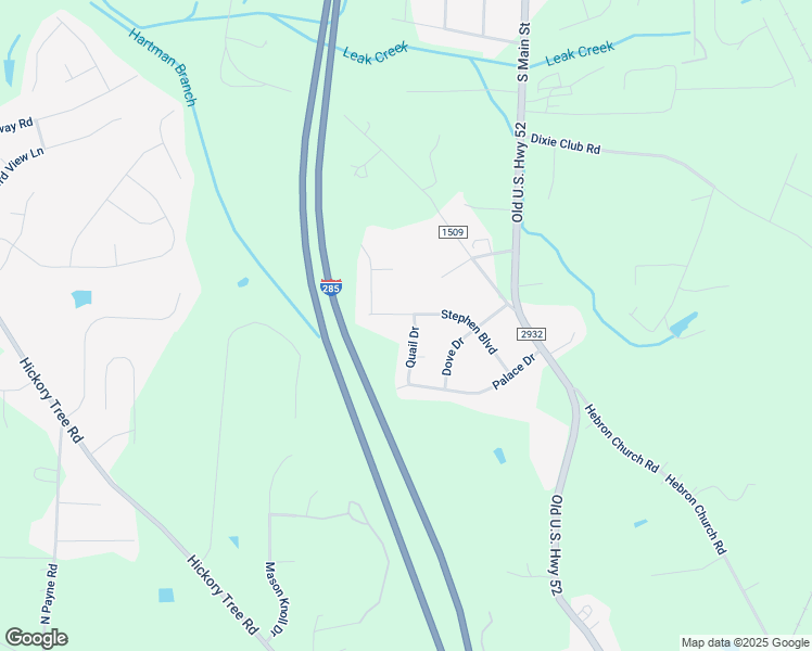 map of restaurants, bars, coffee shops, grocery stores, and more near 1211 Quail Drive in Winston-Salem