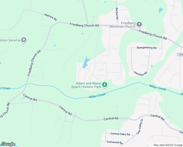 map of restaurants, bars, coffee shops, grocery stores, and more near 702 Friedberg Village Drive in Winston-Salem