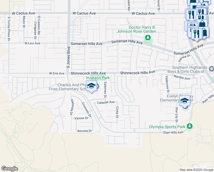 map of restaurants, bars, coffee shops, grocery stores, and more near 10988 Salernes Street in Las Vegas