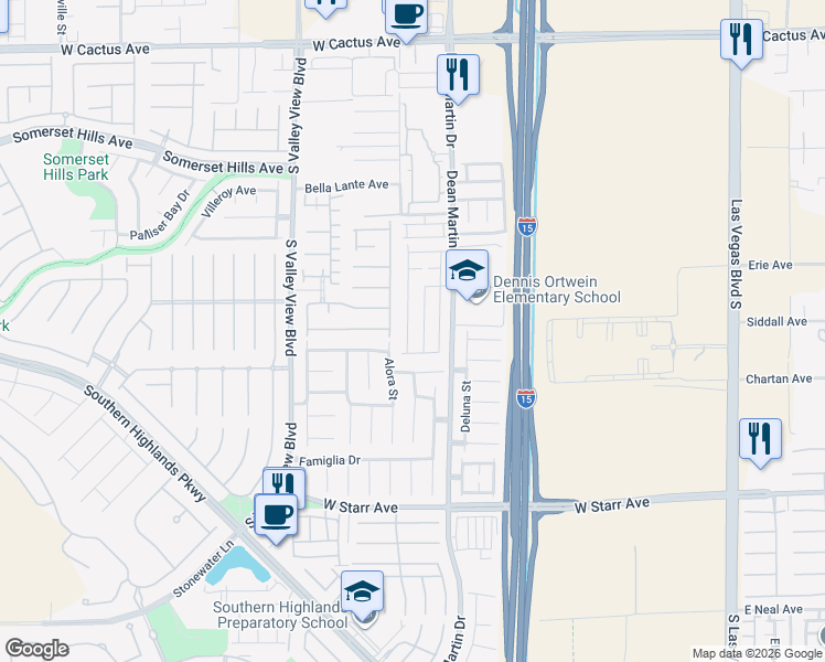 map of restaurants, bars, coffee shops, grocery stores, and more near 10998 Florence Hills Street in Las Vegas