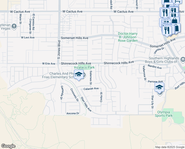 map of restaurants, bars, coffee shops, grocery stores, and more near 10988 Salernes Street in Las Vegas
