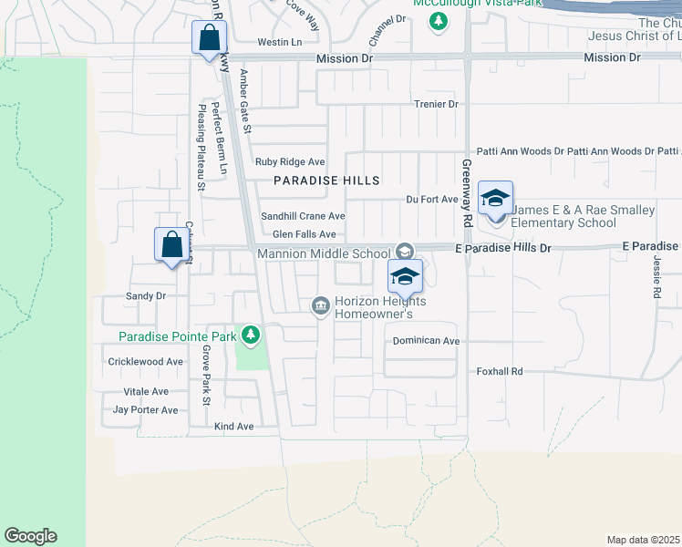 map of restaurants, bars, coffee shops, grocery stores, and more near 1022 Boundary Line Street in Henderson