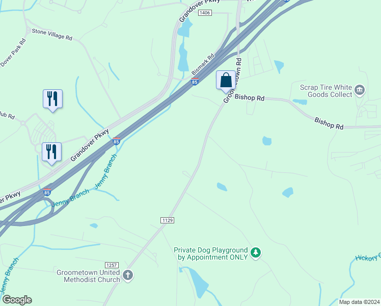 map of restaurants, bars, coffee shops, grocery stores, and more near 4614 Groometown Road in Greensboro