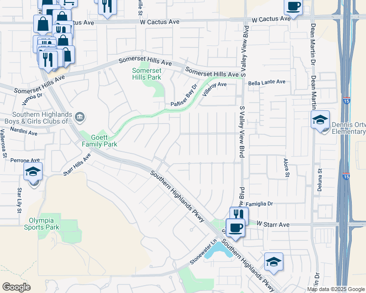 map of restaurants, bars, coffee shops, grocery stores, and more near 10978 Ladyburn Court in Las Vegas