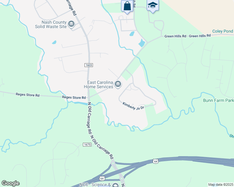 map of restaurants, bars, coffee shops, grocery stores, and more near 3645 Kimberly Jo Drive in Rocky Mount