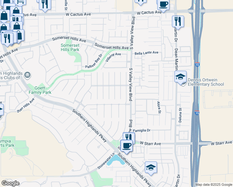 map of restaurants, bars, coffee shops, grocery stores, and more near 10986 Fintry Hills Street in Las Vegas