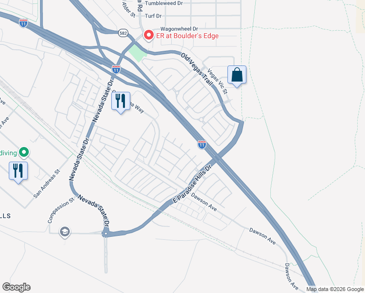 map of restaurants, bars, coffee shops, grocery stores, and more near 1161 Amarillo Sky Place in Henderson