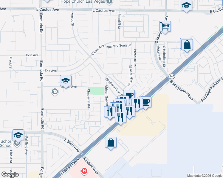 map of restaurants, bars, coffee shops, grocery stores, and more near 864 Blue Rosalie Place in Henderson