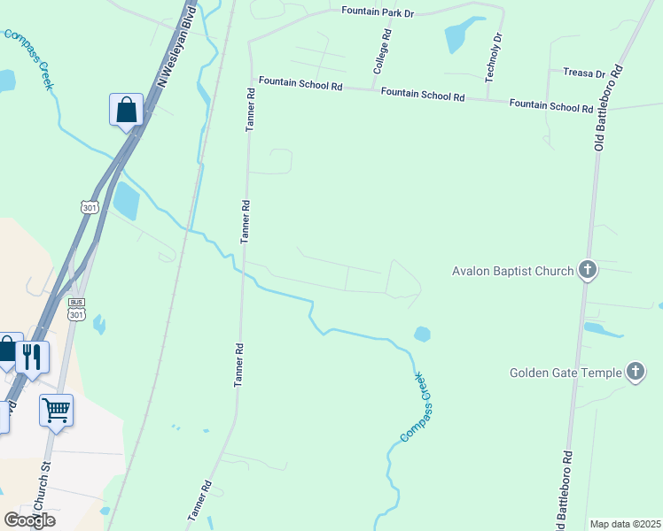 map of restaurants, bars, coffee shops, grocery stores, and more near 616 Jennifer Lane in Rocky Mount