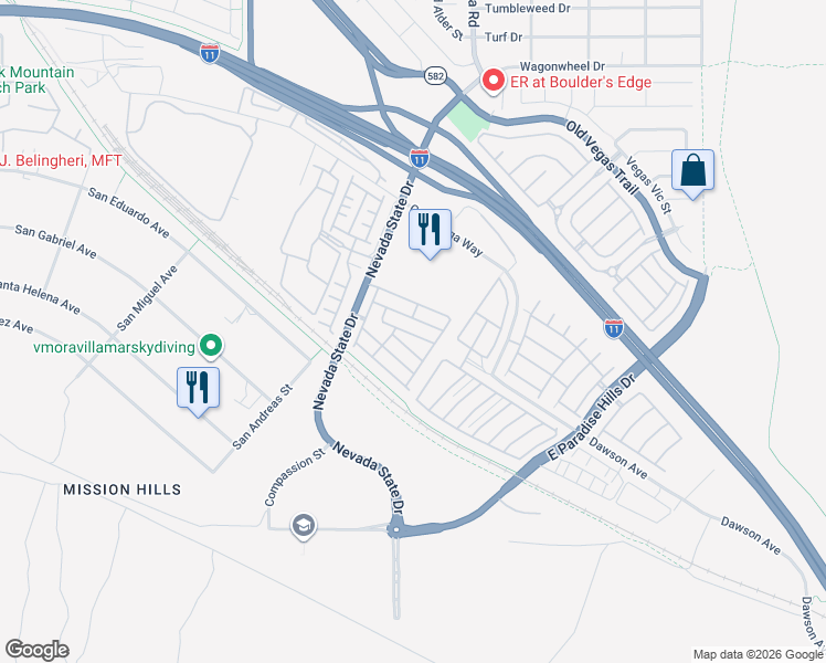 map of restaurants, bars, coffee shops, grocery stores, and more near 1538 Maya Crossing Avenue in Henderson