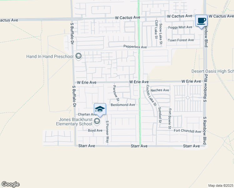 map of restaurants, bars, coffee shops, grocery stores, and more near 7497 Morisset Avenue in Las Vegas