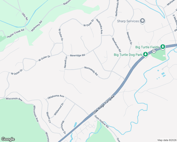 map of restaurants, bars, coffee shops, grocery stores, and more near 109 Norway Lane in Oak Ridge