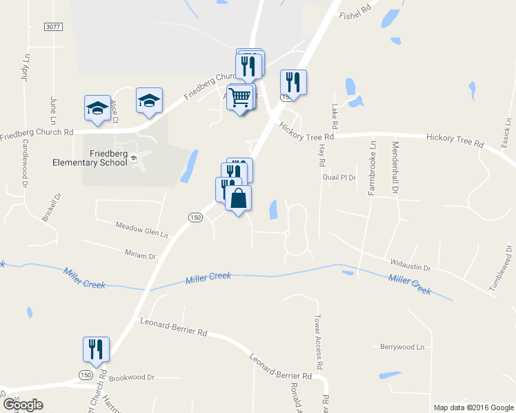 map of restaurants, bars, coffee shops, grocery stores, and more near 301 Fair Oaks Lane in Winston-Salem
