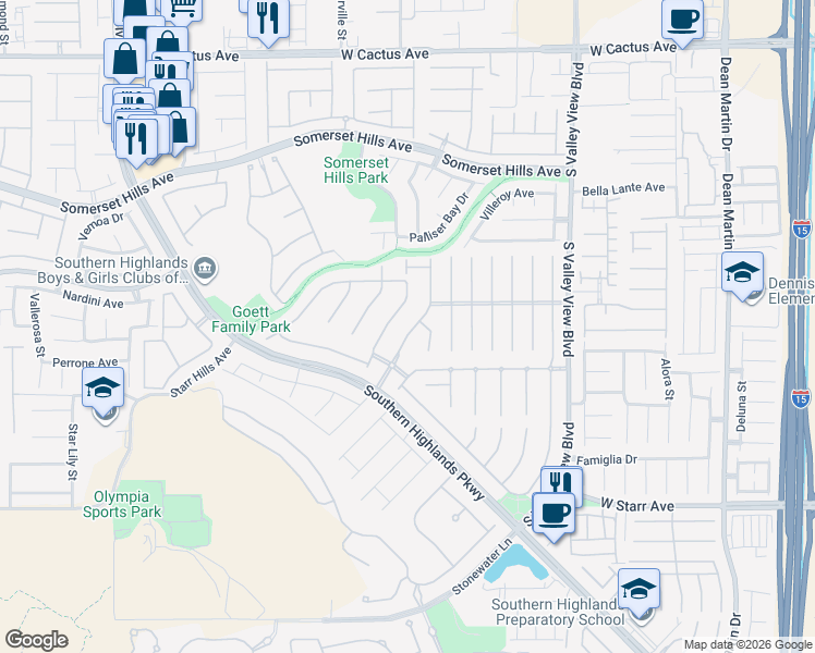 map of restaurants, bars, coffee shops, grocery stores, and more near 11001 Ladyburn Court in Las Vegas