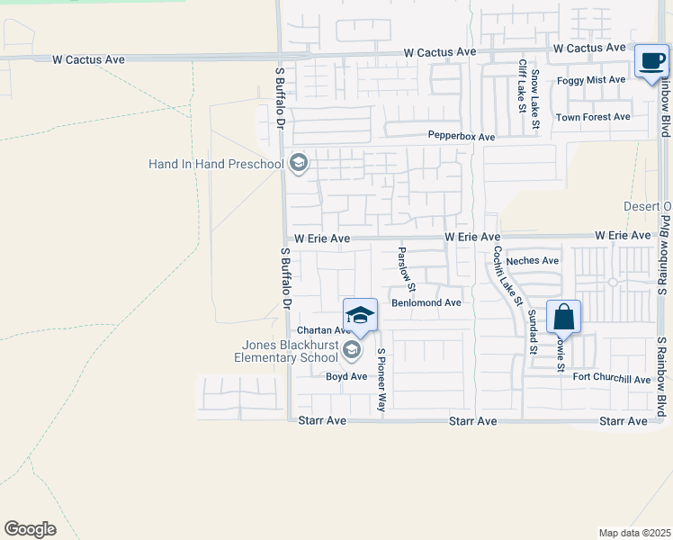 map of restaurants, bars, coffee shops, grocery stores, and more near Silver Baron Road in Las Vegas