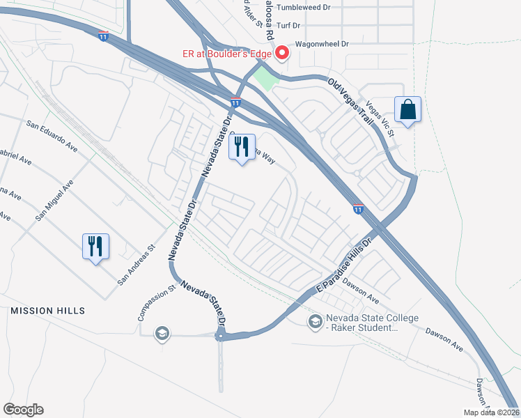 map of restaurants, bars, coffee shops, grocery stores, and more near 1097 Country Coach Drive in Henderson
