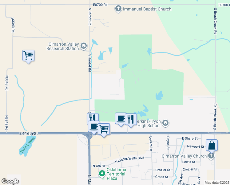 map of restaurants, bars, coffee shops, grocery stores, and more near 308 Fairway Drive in Perkins