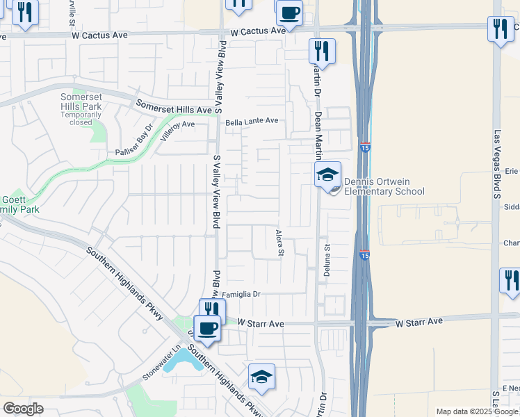 map of restaurants, bars, coffee shops, grocery stores, and more near 3554 Cherbourg Avenue in Las Vegas