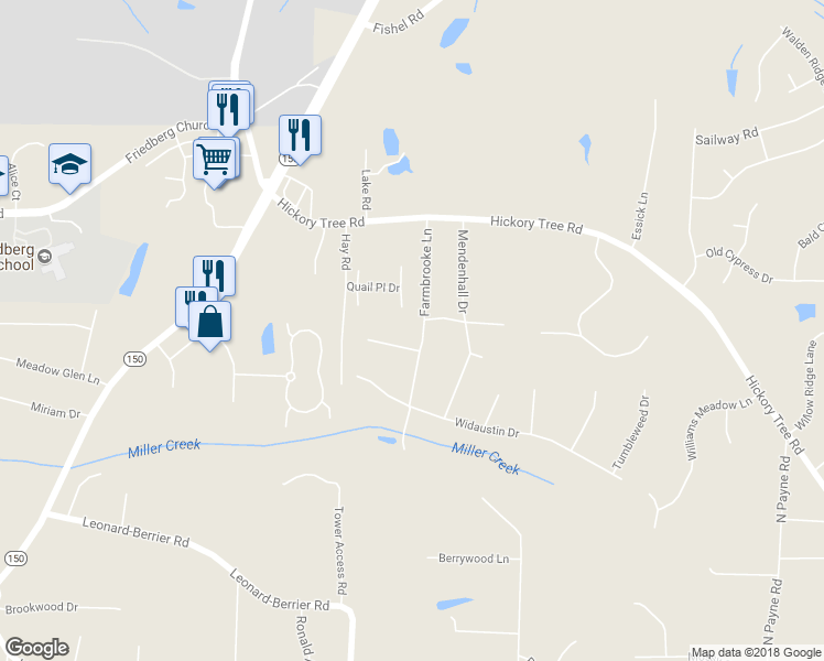 map of restaurants, bars, coffee shops, grocery stores, and more near 346 Farmbrooke Lane in Winston-Salem