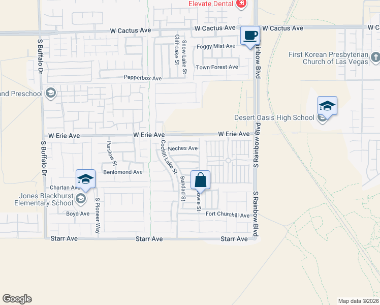 map of restaurants, bars, coffee shops, grocery stores, and more near 7166 Huckaby Avenue in Las Vegas