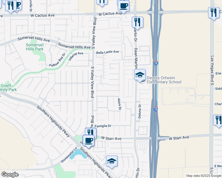 map of restaurants, bars, coffee shops, grocery stores, and more near 3554 Cherbourg Avenue in Las Vegas