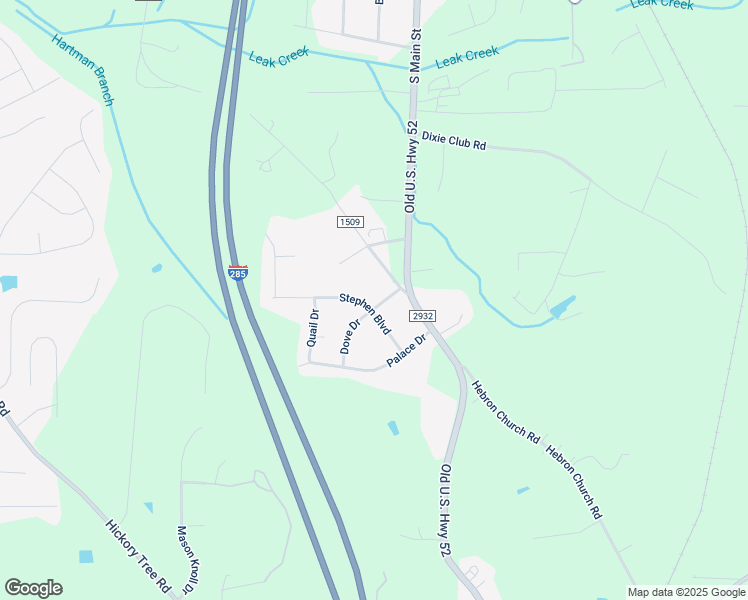 map of restaurants, bars, coffee shops, grocery stores, and more near 240 Stephen Boulevard in Winston-Salem