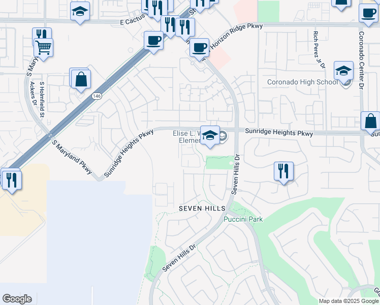 map of restaurants, bars, coffee shops, grocery stores, and more near 3144 Quail Crest Avenue in Henderson