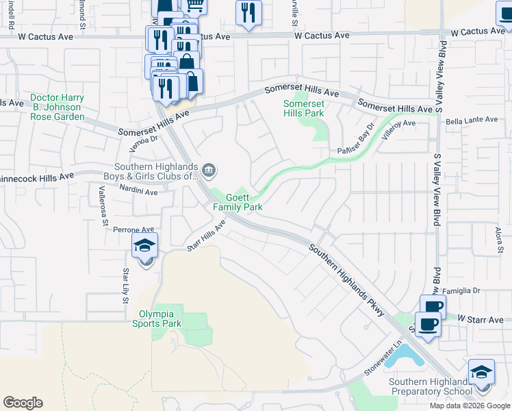 map of restaurants, bars, coffee shops, grocery stores, and more near 4523 Melrose Abbey Place in Las Vegas