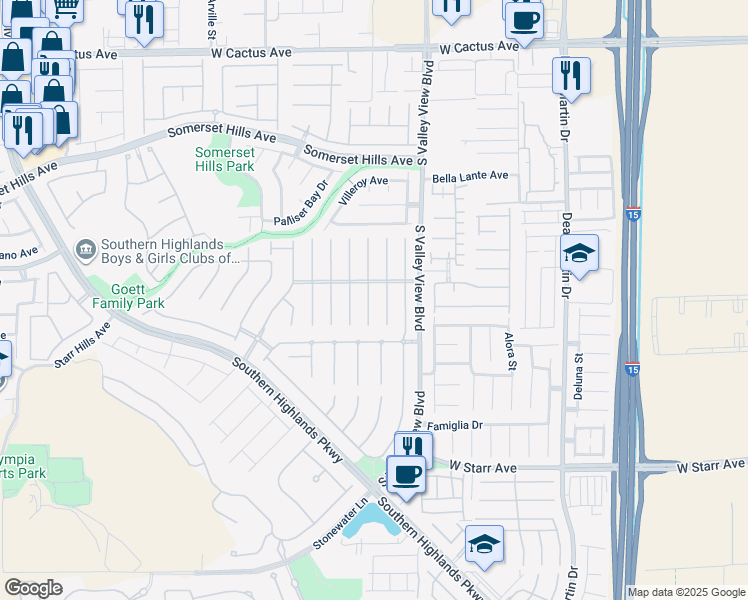 map of restaurants, bars, coffee shops, grocery stores, and more near 11012 Carberry Hill Street in Las Vegas