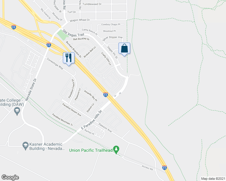 map of restaurants, bars, coffee shops, grocery stores, and more near 1602 Lefty Garcia Way in Henderson