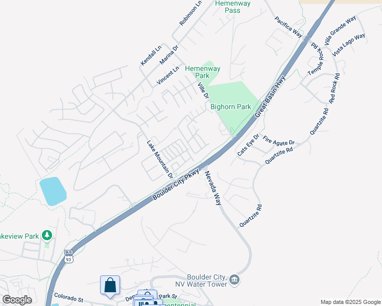 map of restaurants, bars, coffee shops, grocery stores, and more near 114 Harbor View Drive in Boulder City