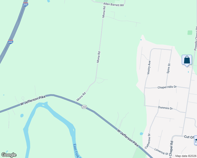 map of restaurants, bars, coffee shops, grocery stores, and more near 7284 Mona Road in Murfreesboro