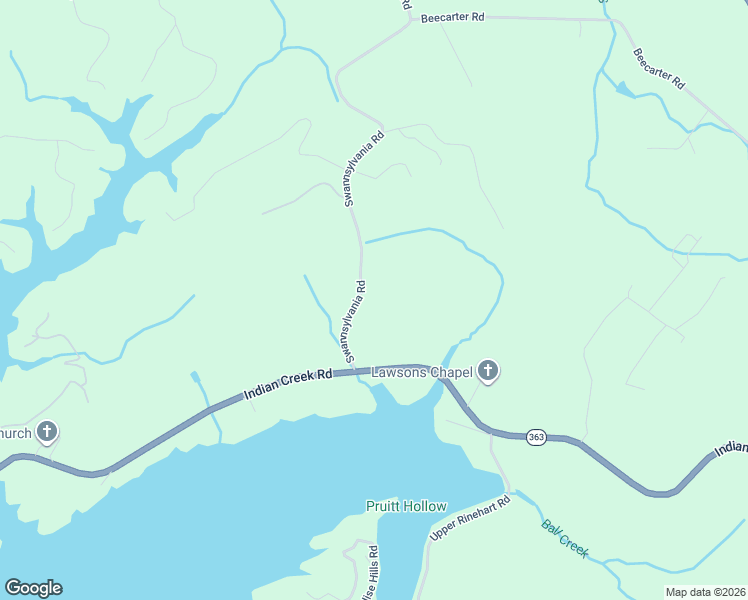 map of restaurants, bars, coffee shops, grocery stores, and more near 2852 Indian Creek Road in Dandridge